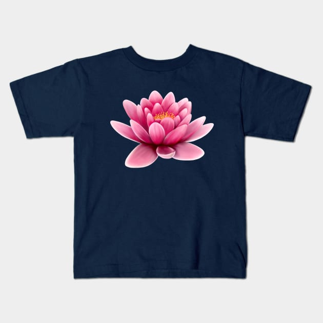 Pink Water Lily Kids T-Shirt by Kraina